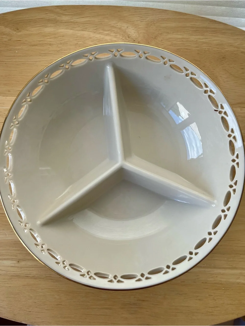Lenox Three Sectioned Serving Bowl with Gold Trim